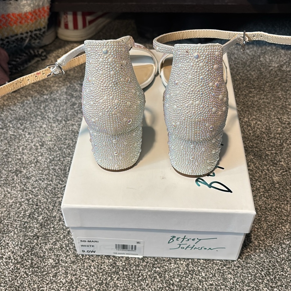 Betsey Johnson White Sparkly Heels - Picture 4 of 5
